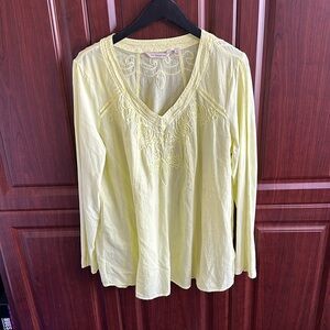 Soft Surroundings yellow embroidered top.